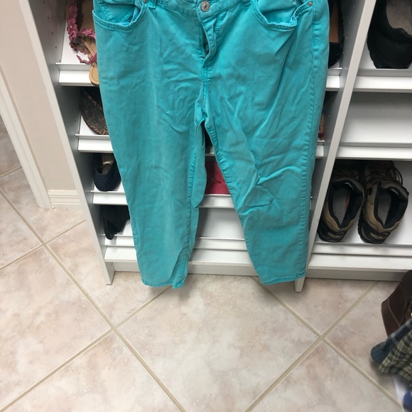 Turquoise crop pants - Picture 1 of 2
